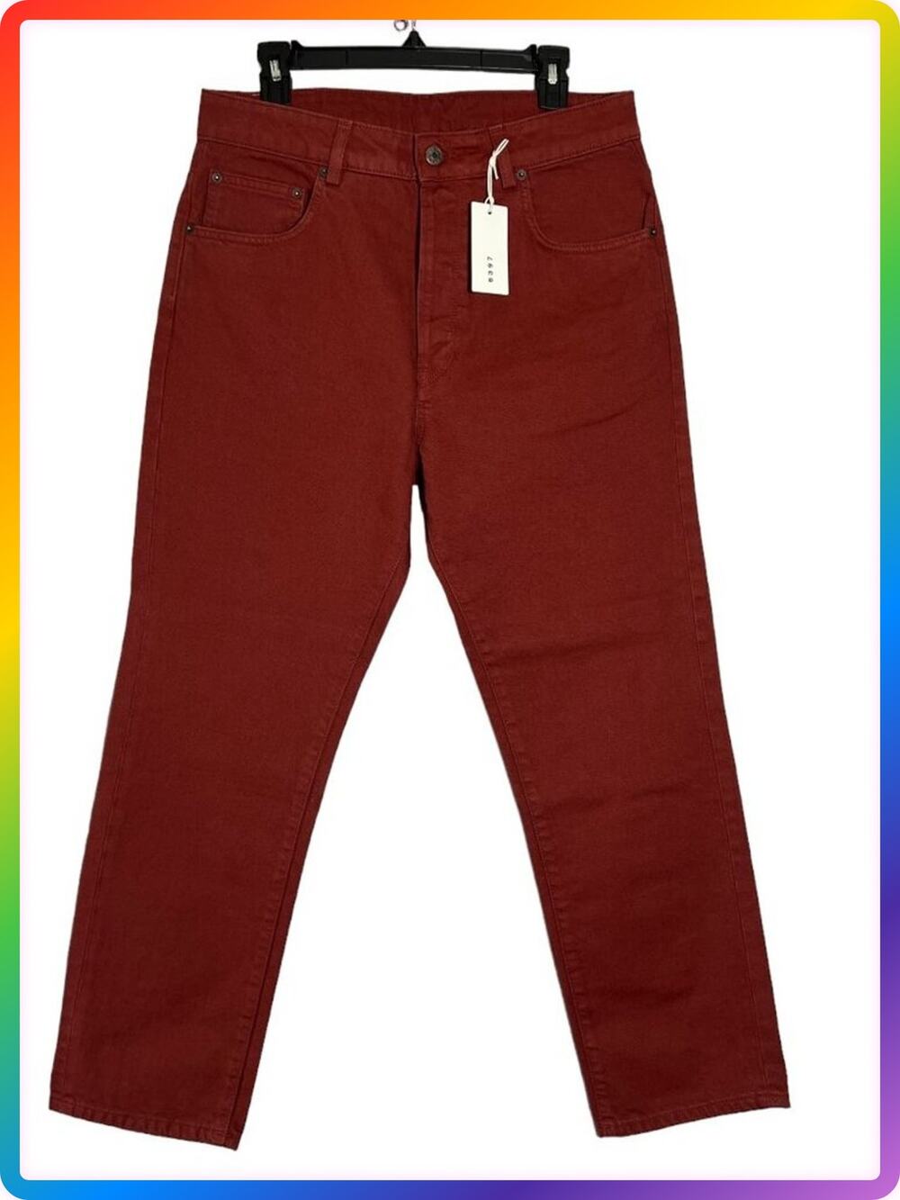 6397 Shorty Jeans High Rise Brick Red Baggy Button Fly Size 30 NWT ITALY